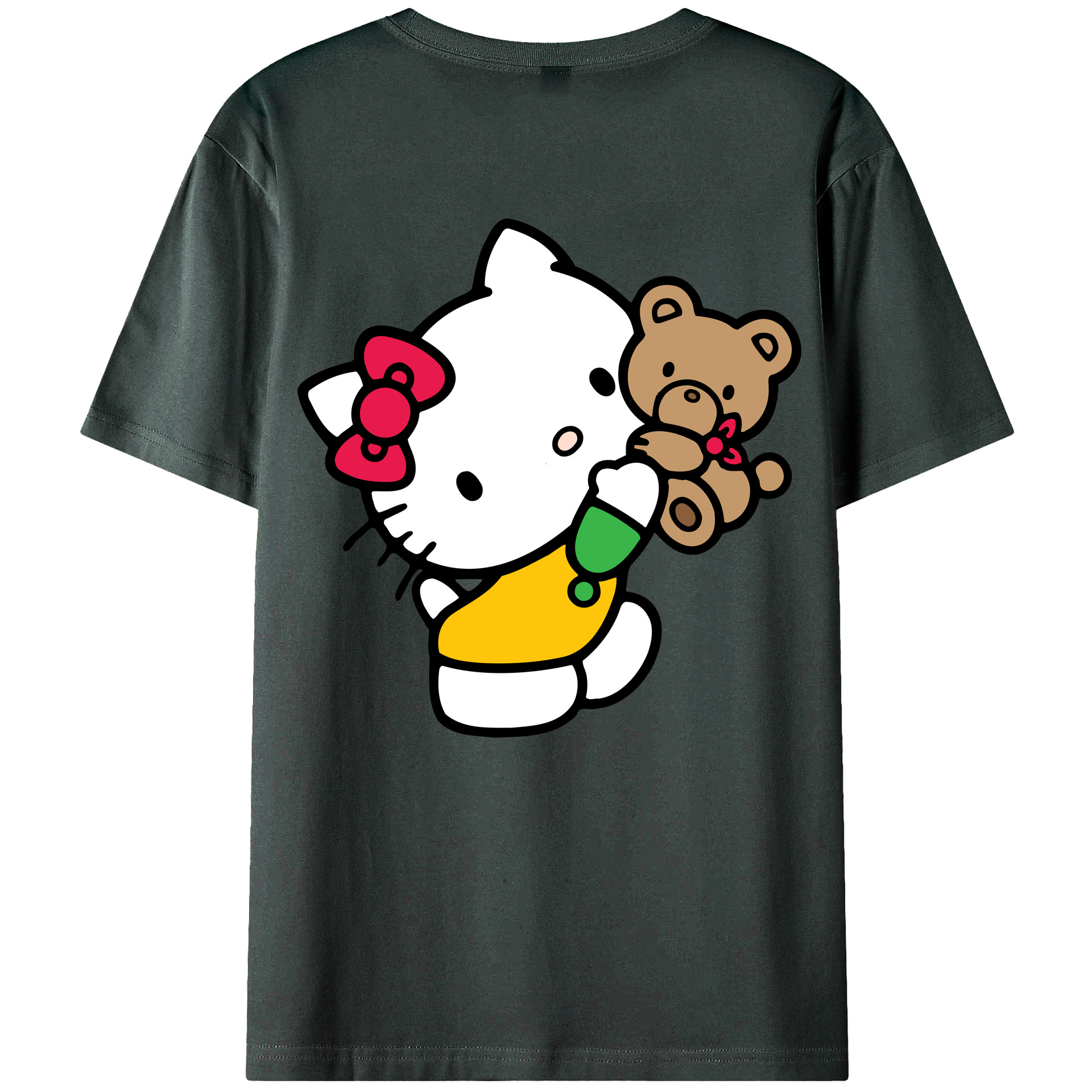 （画像用） Hello Kitty ハローキティ 綿100％ メンズ半袖Tシャツ（バックプリント） 通気性